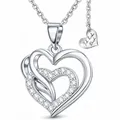 Produktbild: Limana Silberkette Damen aus 925 Silber rhodiniert – Herzkette/Herz Kette mit Anhänger, Halskette als Liebeskette & Schmuck Geschenk für Frauen, Freundin & Damen