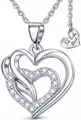 Produktbild: Limana Herzkette Geschenk für Damen Halskette 925 Silber Kette mit Herz Anhänger (Schmuck inkl. Dose u. Tasche Liebe für Frauen Freundin Ehefrau Mutter), Valentinstag Weihnachten Jahrestag Muttertag Hochzeitstag Geburtstag