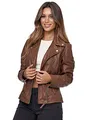 Produktbild: Tazzio Lederjacke moderne & zeitlose Damen Jacke im Biker Look mit Reverskragen F501 (L, Braun)