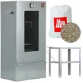 Produktbild: ITA Räucherofen 7000 - Smoker Set mit Tisch - Räucherschrank mit Fenster & Thermometer - Legierter Stahl - EU Qualität, Direkt vom Hersteller - 81 cm mit 3 Etagen