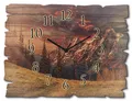 Produktbild: ARTLAND Wanddeko Wanduhr ohne Tickgeräusche aus Holz Quarz Uhr lautlos 40x30 cm Rechteckig Alpen Landschaft Berge Wald Natur Wolken U1RI