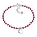 Produktbild: MATERIA Achat Armband rosa rot mit Kleeblatt Anhänger aus 925 Silber