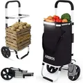 Produktbild: AREBOS 3in1 Einkaufstrolley 56L Schwarz | Klappbar, Kühlfach & Rollen - Schwarz