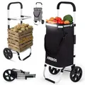 Produktbild: Arebos 3in1 Einkaufstrolley | Trolley groß 56 Liter | Einkaufswagen mit Kühlfach | Einkaufstasche mit Rollen | Klappbarer Shopper | klappbar Tasche abnehmbar | Einkaufsroller, Handwagen | Schwarz
