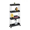 Produktbild: Nischenwagen Küchenregal Rollregal Servierwagen 4 Ablagen Schwarz Küchenwagen