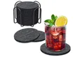 Produktbild: LuxusKollektion Cocktail-Set Untersetzer Gläser Filzuntersetzer Rund 12er Set Dunkelgrau mit Halter