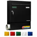Produktbild: AL Briefkasten Systeme Basic 1er Briefkasten mit Zeitungsfach in RAL 9005 Tiefschwarz 1 Fach DIN A4 Postkasten wetterfest wasserdicht Briefkastenanlage mit Posthaltebügel und 2 Namensschildern