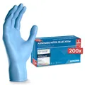 Produktbild: 200x ARNOMED Einweghandschuhe Blau, Einmalhandschuhe S, Nitrilhandschuhe puderfrei, Handschuhe Einweg latexfrei, Gummihandschuhe Einweg, Handschuhe Nitril, Einmalhandschuhe in S, M, L & XL