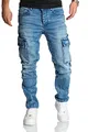 Produktbild: REPUBLIX Herren Cargo Jeans Regular Slim Denim Hose Destroyed R7977 Hellblau W29/L30