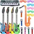 Produktbild: Aufblasbare Rock Star Toy Set-18 Stück aufblasbare Party Props-4 Aufblasbare Gitarre,6 Mikrofone,6 Shutter Shading Gläser,1 Saxophon