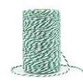 Produktbild: G2PLUS Grün Weiß Baumwollschnur, 2mm Geschenkschnur zum Einpacken von Geschenken, 100m Weihnachten Bastelschnur, Zweifarbige Dekoband Kordel für Adventskalender Weihnachten Geschenke Verpackt