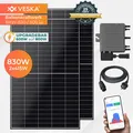 Produktbild: Veska Balkonkraftwerk 830 W / 600+800W Photovoltaik Solaranlage Steckerfertig WIFI Smarte Mini-PV Anlage 600 Watt genehmigungsfrei, Schwarz