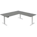 Produktbild: Kerkmann Move 3 elektrisch höhenverstellbarer Schreibtisch grafit L-Form, T-Fuß-Gestell weiß 200,0 x 100,0 cm