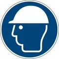 Produktbild: Hinweisschild Kopfschutz benutzen ISO 7010/M014 rund 200mm PVC