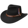 Produktbild: Stetson Oklahoma Wollfilz Westernhut Herren 100% wasserabweisender Filz Asahi Guard ultraleichter knautschbarer Hut mit Feder Lederband Sommer Winter schwarz L (58-59 cm)