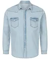 Produktbild: Rock Creek Herren Jeans Hemd Herrenhemd Denim Jeanshemd Vintage mit druckknöpfen Regular Fit Stehkragen Kentkragen Langarm Männer Hemd H-322 Hellblau 3XL