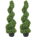 Produktbild: VEVOR 2 Stk. Künstlicher Buchsbaum Turm Formschnitt Spirale Kunstpflanze 91cm hoch Dekopflanze Grüne Plastikpflanze aus PE Eisen Formschnittpflanzen inkl. 10 Stk. Ersatzblätter
