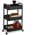 Produktbild: Relaxdays Rollwagen, Schwarz, Metall, Textil, 43.5x71.5x29.5 cm, Esszimmer, Servierwagen