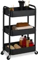 Produktbild: Küchentrolley - Rollen - 3-stufig - mit Filz - Badezimmer - Servierwagen - Schwarz