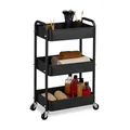 Produktbild: Relaxdays Rollwagen, 3 Etagen, Servierwagen, Küchenwagen Bad & Büro, Rollregal, 71,5x43,5x29,5 cm, Bastelwagen, schwarz