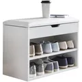 Produktbild: WOHNLING WL5.261 Schuhbank mit Sitzfläche Weiß 60 cm x 30 cm x 40 cm