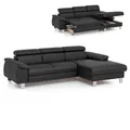 Produktbild: Ecksofa - schwarz - Liegefunktion - Recamiere rechts Sofa Wohnlandschaft Couch