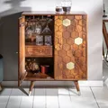 Produktbild: Retro Barschrank MYSTIC LIVING 75cm Akazie Braun Gold Hausbar Weinschrank Ablage