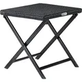 Produktbild: Polyrattan Klapphocker 75kg Belastbarkeit 44x40x44cm Klappbar Leicht Tragbar Außen Wetterfest Garten Terrasse Balkon Camping Hocker Stuhl Tisch 1x