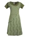 Produktbild: Vishes - Alternative Bekleidung - Damen Kurzarm Lagenlook Kleid Hippie Streifen Punkte Muster Olive 42-44