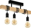 Produktbild: EGLO Deckenleuchte TOWNSHEND Deckenlampe, Holz, Stahl, Retro, Industrial, Wickeltechnik, ohne Leuchtmittel, Wohnzimmer, Esszimmer, 3-flammig, schwarz, braun, 55x10,5x26,5cm