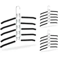 Produktbild: Kleiderbügel mehrfach, 3er Set Raumsparbügel, Jackenbügel 5 in 1, platzsparend & rutschfest, silber/schwarz - Relaxdays