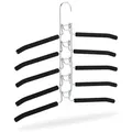 Produktbild: Relaxdays Kleiderbügel mehrfach, 3er Set Raumsparbügel, Jackenbügel 5 in 1, platzsparend & rutschfest, silber/schwarz