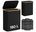 Produktbild: Bellamio Wäschekorb Tolt mit Deckel (Schwarz, 150 L), Wäschebox aus Oxford-Gewebe & Bambus, verfügbar mit 1/2/3 Fächer