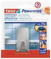 Produktbild: tesa Powerstrips Haken LARGE aus Metall - selbstklebender Badhaken, verstellbar, eckige Form - im Haushalt vielseitig einsetzbarer Metallhaken - belastbar bis 2 kg