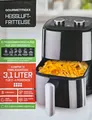 Produktbild: GourmetMaxx Heißluft-Fritteuse 3.2 1300W Timerfunktion, Temperaturvorwahl Schwar