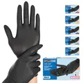 Produktbild: FRANZ MENSCH Hygostar Nitrilhandschuhe Safe Light | puderfrei, schwarz, 6/XS, 24cm, 100 Stück, Einweghandschuhe, Einmalhandschuhe, in Gr. XS, S, M, L, XL & XXL verfügbar