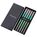 Produktbild: Edelstahl Bunt Essstäbchen set Regenbogen Chopsticks Metall 5 paar Sushi Stäb...