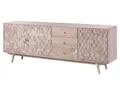 Produktbild: Massivmoebel24 Sideboard (Sideboard Akazie 210x42x75 weiß lackiert MOSAYK #209)