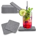 Produktbild: wortek – quadratische Glasuntersetzer aus Filz mit abgerundeten Ecken – 8er Set Filzuntersetzer für Tassen, Gläser, Becher sowie Kalt- & Heißgetränke – 10x10 cm waschbare Tischuntersetzer (Hellgrau)