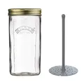 Produktbild: Kilner Weithals Glas mit Deckel und Heber | Einmachglas 1L mit Schraubdeckel für eingelegte und fermentierte Lebensmittel | Vakuumversiegelung | Füllstandanzeige in ml | Fermentieren Glas