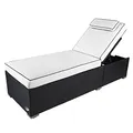 Produktbild: RS Trade Sonnenliege Verona High Schwarz - Outdoor Liege mit beständigem Poly-Rattan-Geflecht - verstellbare Rückenlehne – extra hoch & breite Liegefläche - inkl. Kopfteil und 12 cm Auflage