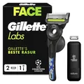 Produktbild: GilletteLabs Rasierer Herren mit Reinigungselement, UEFA Champions League Special Edition, Nassrasierer — Inkl. 1 Handstück, 2 Ersatzklingen, Beinhaltet Reiseetui, Wandhalterung — Edelstahl, Schwarz