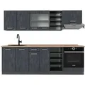 Produktbild: Vicco R-Line Komplettküche Schwarz Beton/Anthrazit 240 cm AP Eiche ohne E-Geräte