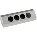 Produktbild: kalb | Edelstahl Ecksteckdose 4-fach Steckdosenleiste, 3x 230VAC, 2x USB Anschluss, 2 m Anschlusskabel mit EU-Stecker, silber/schwarz
