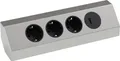 Produktbild: kalb | Ecksteckdosenleiste 4-fach 3x 230V und 2x USB Anschluss silber/schwarz