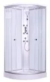 Produktbild: Duschkabine 90x90 weiß - Komplettdusche PUNTO Höhe 215 cm - Dusche komplett mit Duschkopf & Duschbrause mit 6 Massagedüsen - inkl Duscharmatur &14cm hohe Duschwanne - in weiß mit Glas-Schiebetür