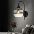 Produktbild: Wandlampe Wandleuchte Wohnzimmerlampe Rauchglas E27 Flurleuchte schwarz H 32 cm