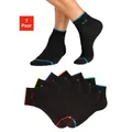 Produktbild: Kurzsocken H.I.S, Herren, Gr. 39-42, schwarz (7x schwarz), Baumwollmischung, geringelt, elastisch, Socken, mit farbigen Bündchen