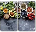 Produktbild: KESPER | Multi-Glasschneideplatte 2er Pack, Material: Glas, Maße: 52 x 30 x 0.5 cm, Motiv: Healthy Kitchen, Farbe: Grau | 36543 13