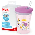 Produktbild: NUK Action Cup Trinkbecher Kinder | 12+ Monate | 230 ml | Drehdeckel mit weichem Strohhalm | auslaufsicher | BPA-frei | lila Krabbe